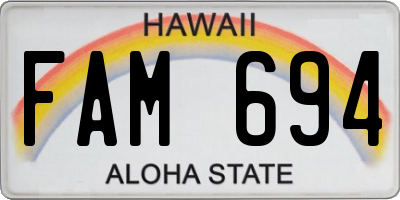 HI license plate FAM694