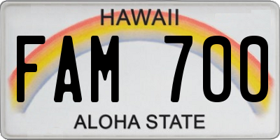HI license plate FAM700