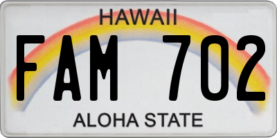 HI license plate FAM702