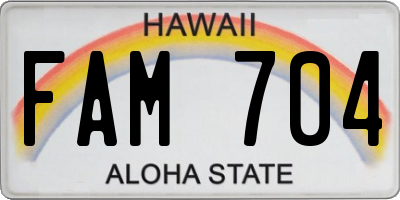HI license plate FAM704