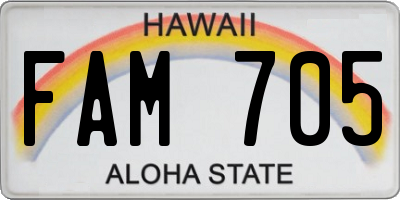 HI license plate FAM705