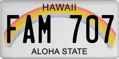 HI license plate FAM707