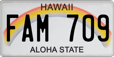 HI license plate FAM709