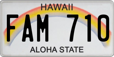HI license plate FAM710