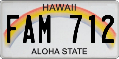HI license plate FAM712