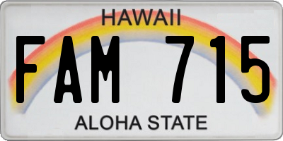 HI license plate FAM715