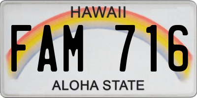 HI license plate FAM716