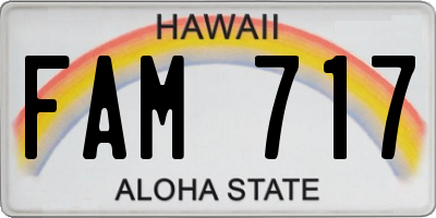 HI license plate FAM717