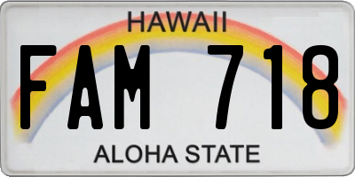 HI license plate FAM718