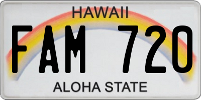 HI license plate FAM720