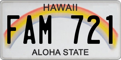 HI license plate FAM721