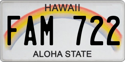 HI license plate FAM722
