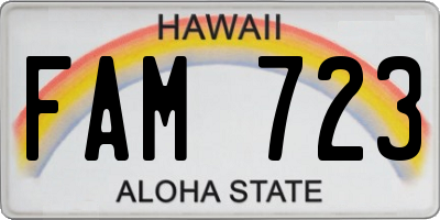 HI license plate FAM723