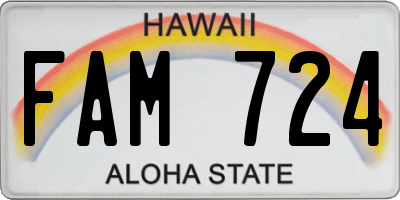 HI license plate FAM724