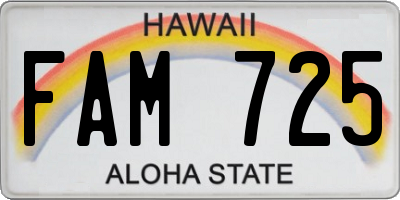HI license plate FAM725