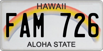HI license plate FAM726