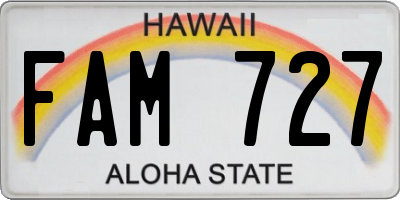 HI license plate FAM727
