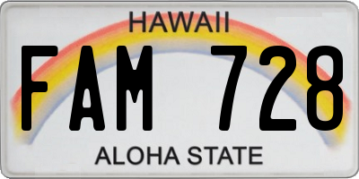 HI license plate FAM728