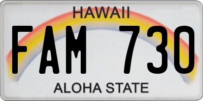 HI license plate FAM730