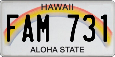 HI license plate FAM731