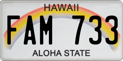 HI license plate FAM733