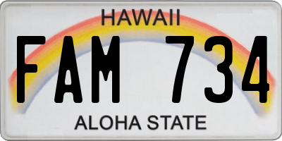 HI license plate FAM734
