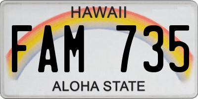 HI license plate FAM735