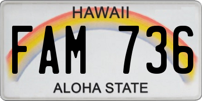HI license plate FAM736
