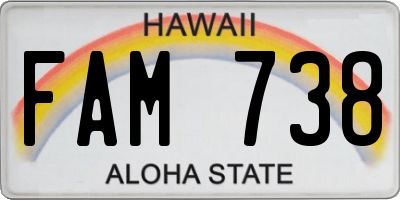 HI license plate FAM738