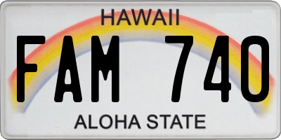 HI license plate FAM740