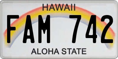HI license plate FAM742