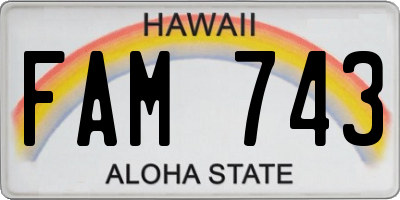 HI license plate FAM743