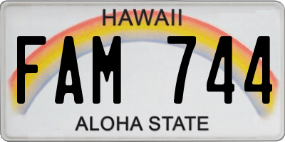 HI license plate FAM744