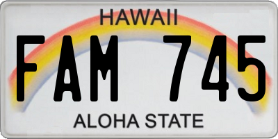 HI license plate FAM745