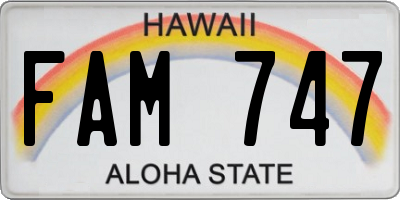 HI license plate FAM747