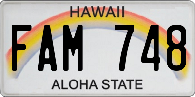 HI license plate FAM748