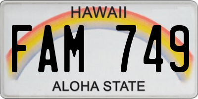 HI license plate FAM749