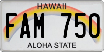 HI license plate FAM750