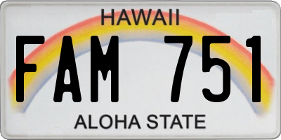 HI license plate FAM751