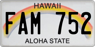 HI license plate FAM752