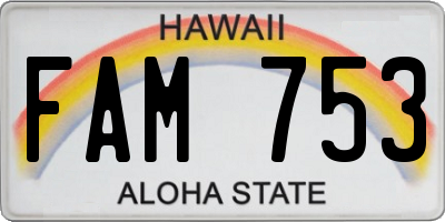 HI license plate FAM753