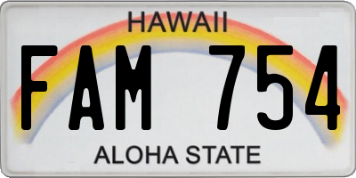 HI license plate FAM754