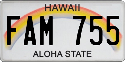 HI license plate FAM755