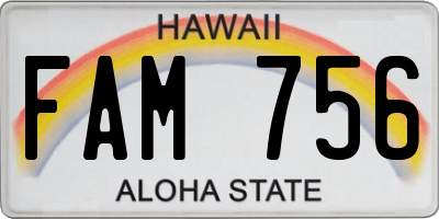 HI license plate FAM756