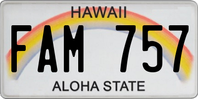 HI license plate FAM757