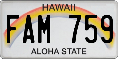 HI license plate FAM759