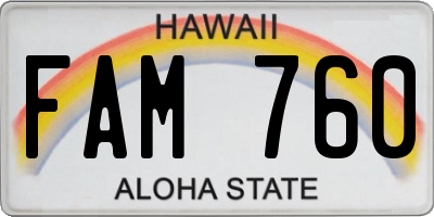 HI license plate FAM760