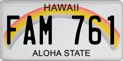 HI license plate FAM761