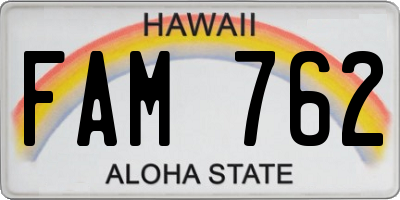 HI license plate FAM762