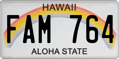 HI license plate FAM764